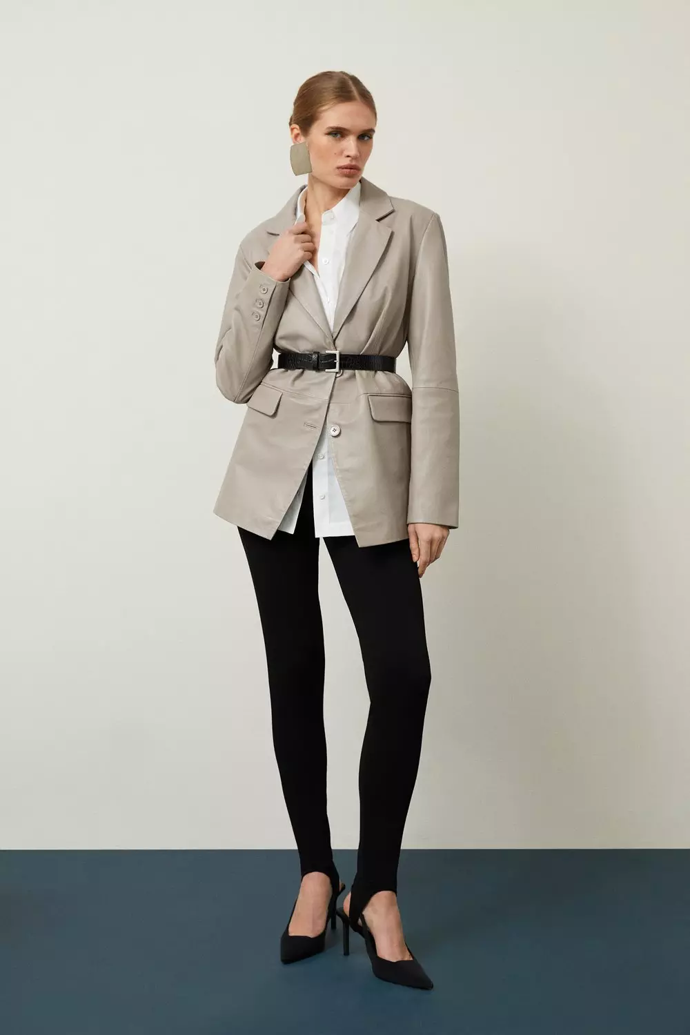 Leather Wrap Back Detail Single Breasted Blazer Karen Millen