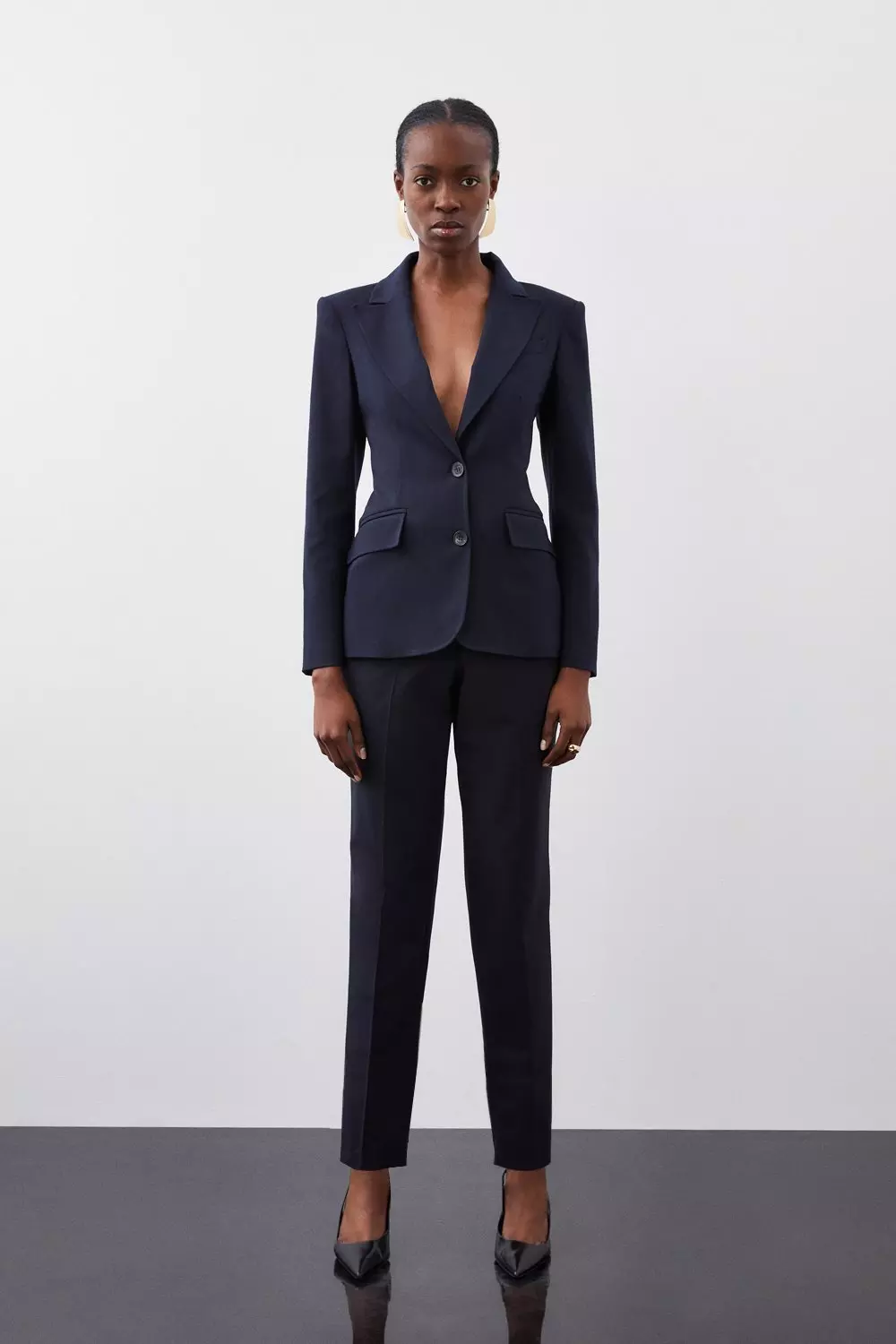 Indigo Tailored Flannel Long Line Blazer alternative image