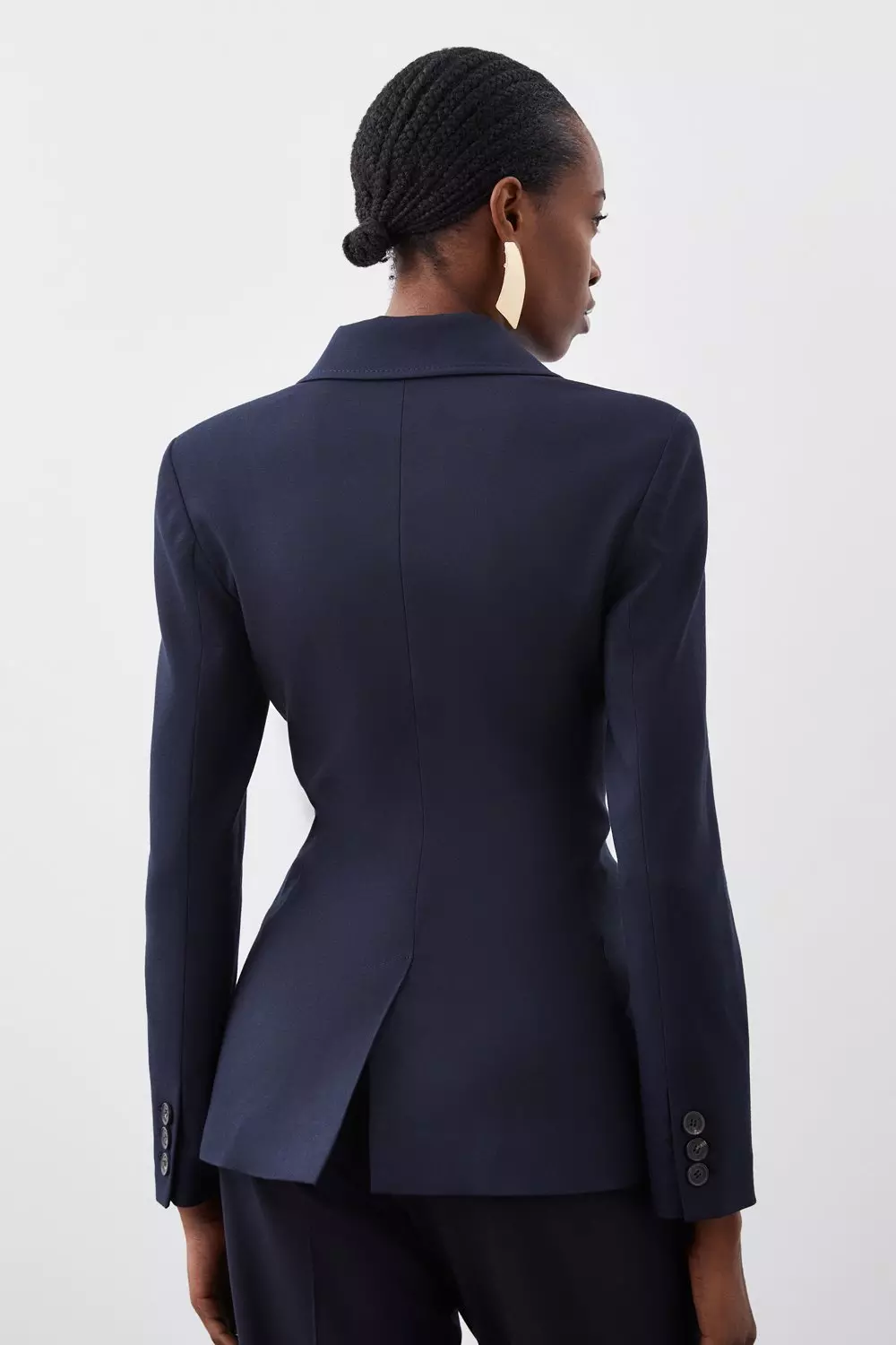 Indigo Tailored Flannel Long Line Blazer alternative image