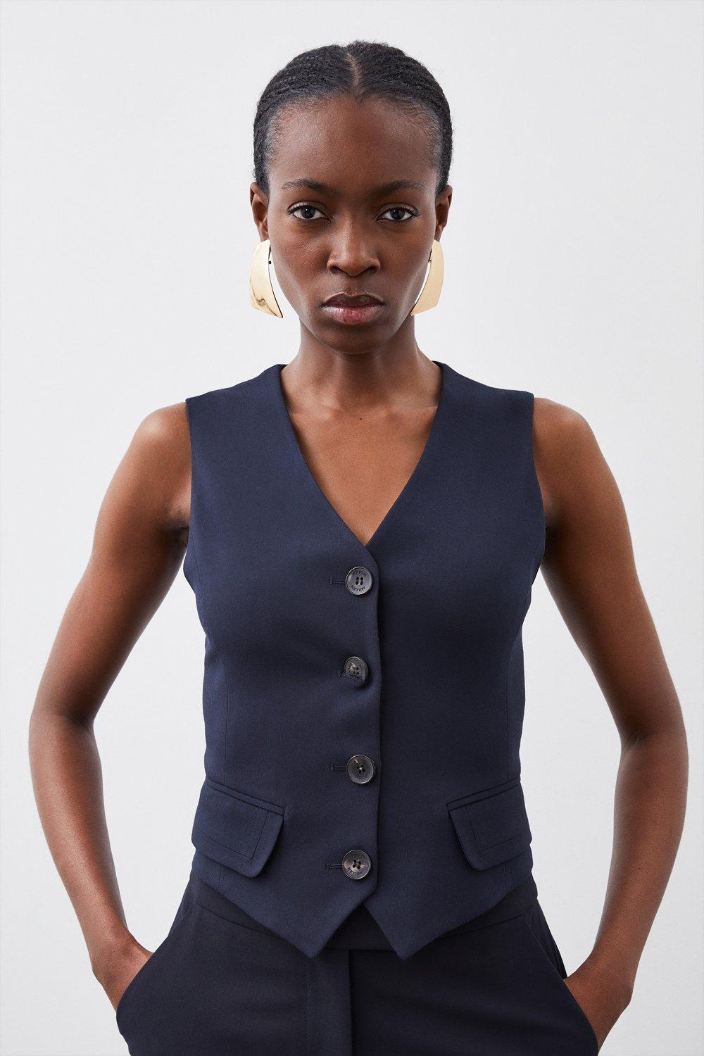 Indigo Tailored Flannel Buttoned Waistcoat