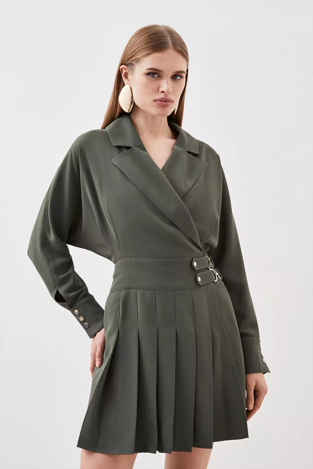 Karen millen green pleated skirt best sale