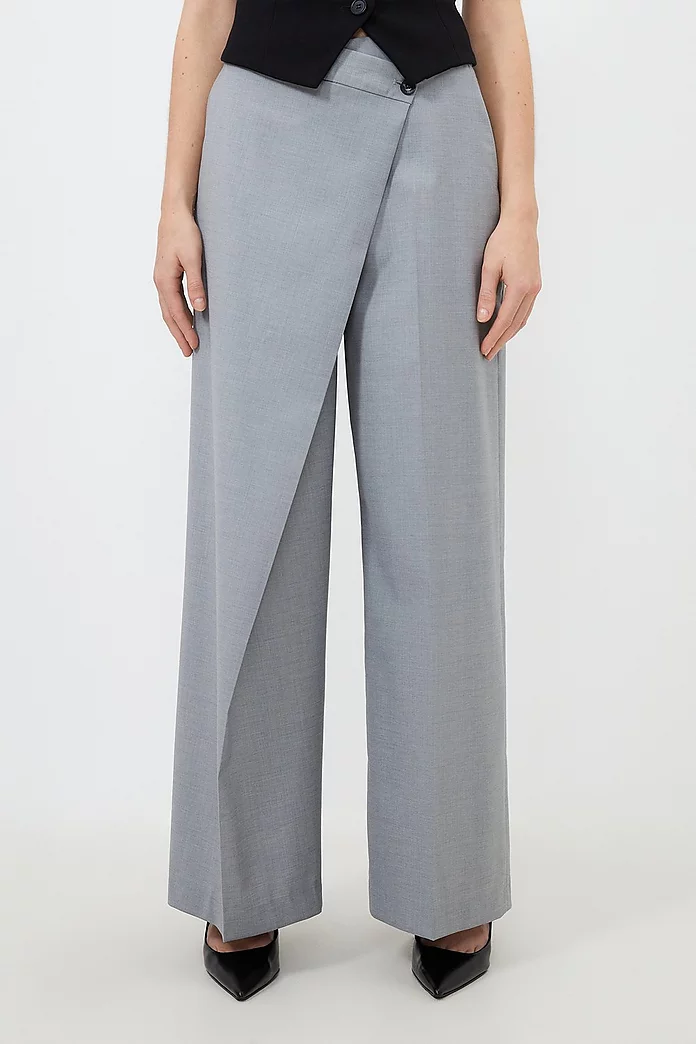 Tailored Wool Blend Wrap Detail Wide Leg Pants | Karen Millen Tailored Wool Blend Wrap Detail Wide Leg Pants | Karen Millen