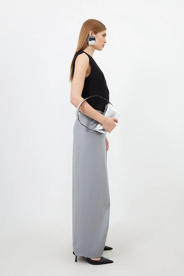 Tailored Wool Blend Wrap Detail Wide Leg Pants | Karen Millen Tailored Wool Blend Wrap Detail Wide Leg Pants | Karen Millen