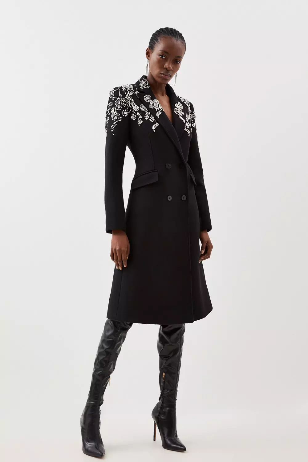 【Karen Millen】ウール シングルブレスト ベルト マキシコート Karen Millen】ウール シングルブレスト ベルト マキシコート