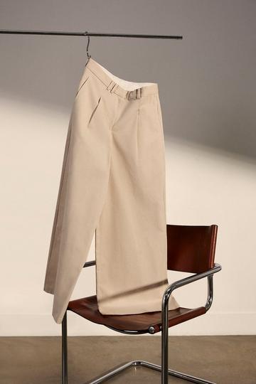 Tailored Wide Leg Chino Trousers natural