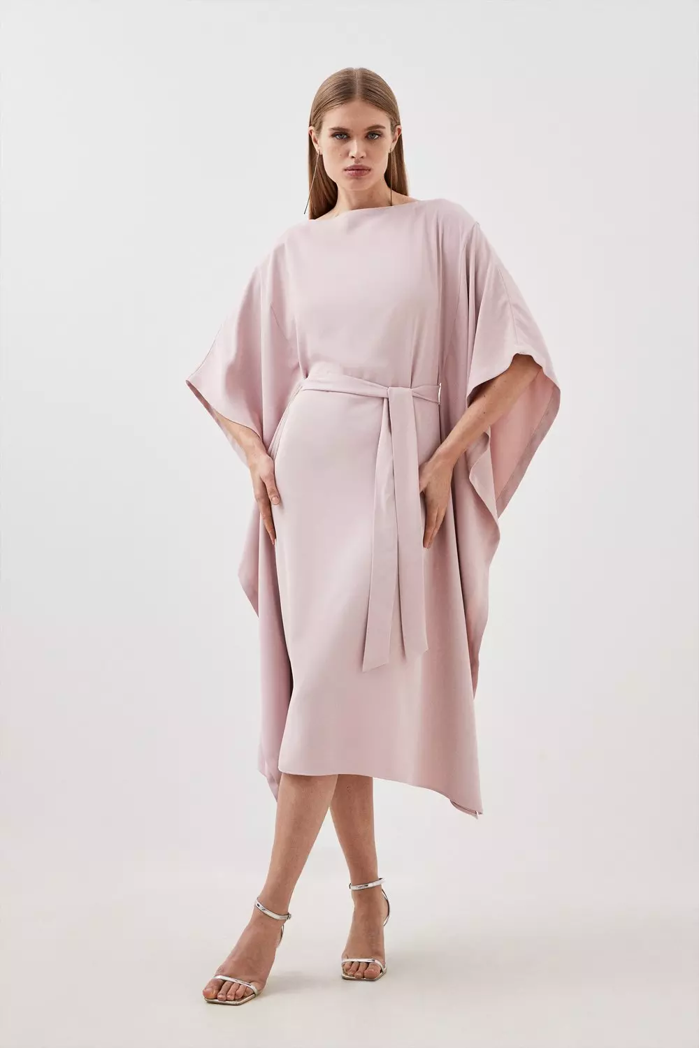 Tailored Premium Crepe Kaftan Style Belted Dress Karen Millen