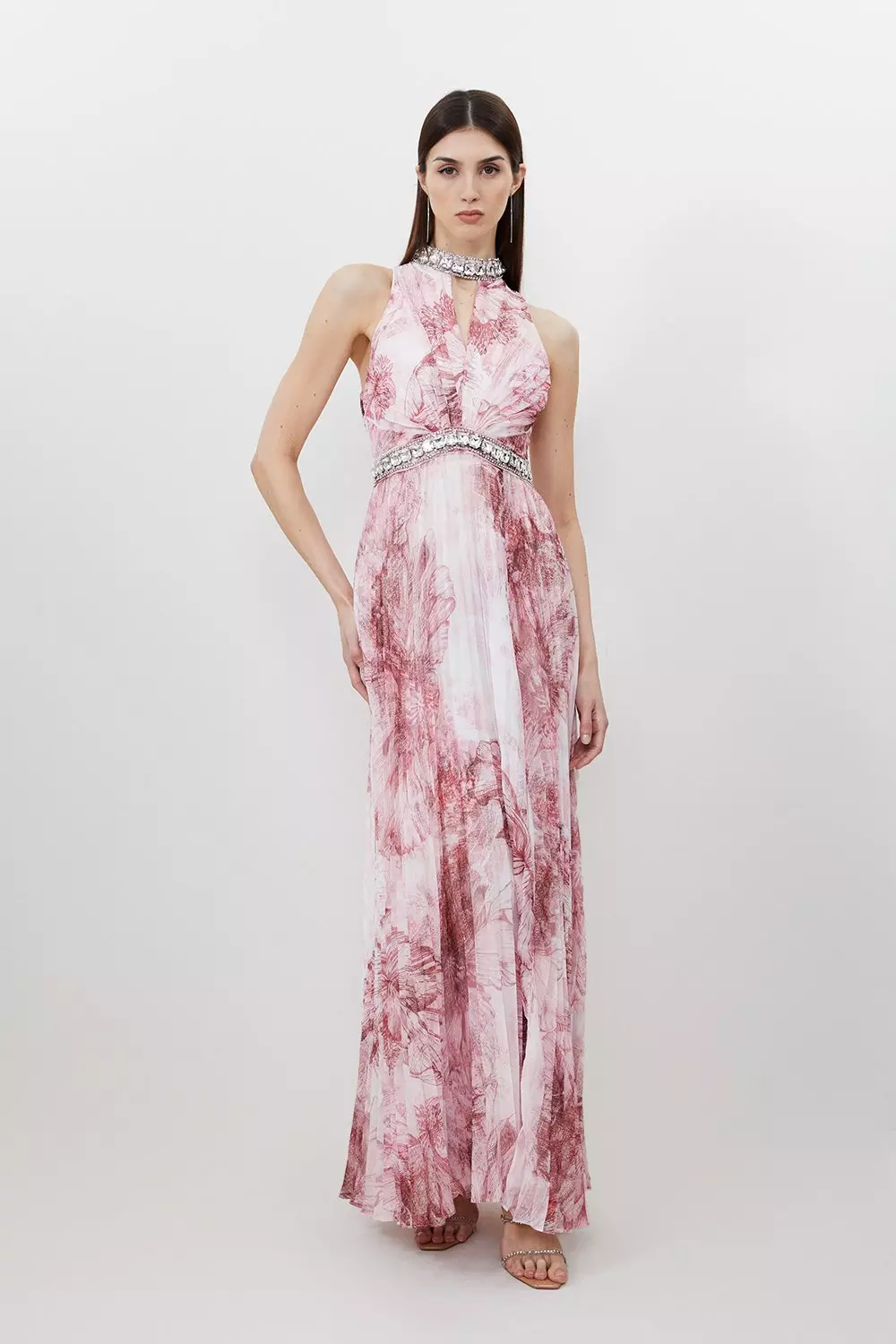 【Karen Millen】Tall クリスタル スプリット マキシドレス Tall Crystal Embellished Woven Split Maxi Dress | Karen Millen