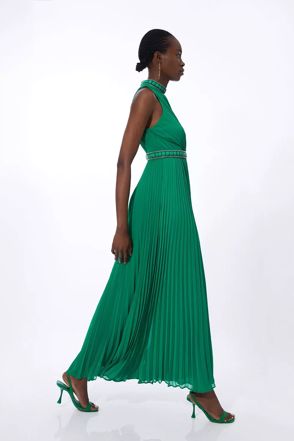 Karen millen green pleated dress hotsell