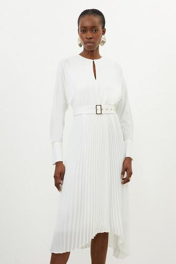 Ponte Georgette Jersey Midi Dress ivory