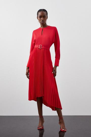 Ponte Georgette Jersey Midaxi Dress red