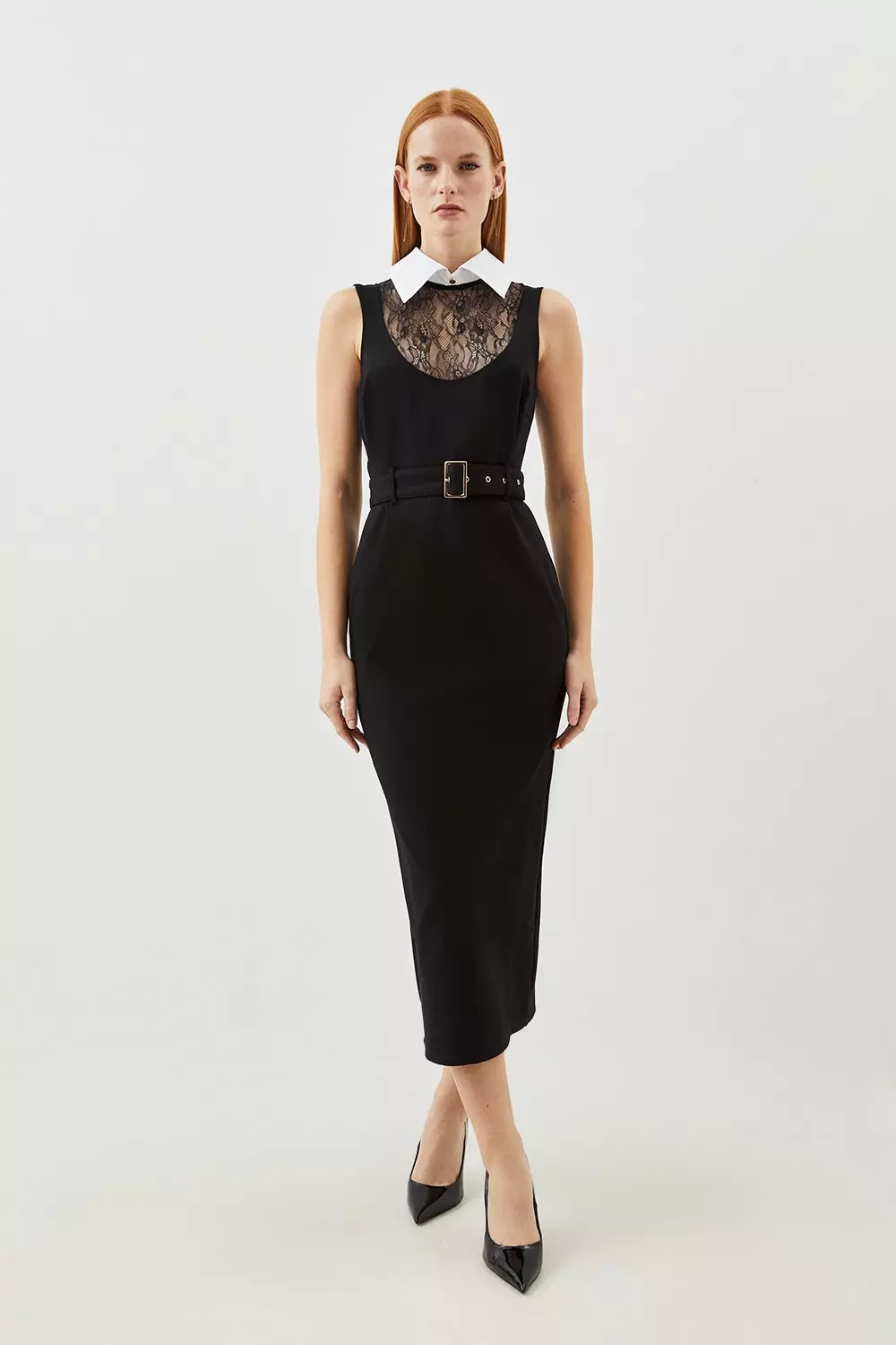 Karen millen lace midi dress hotsell