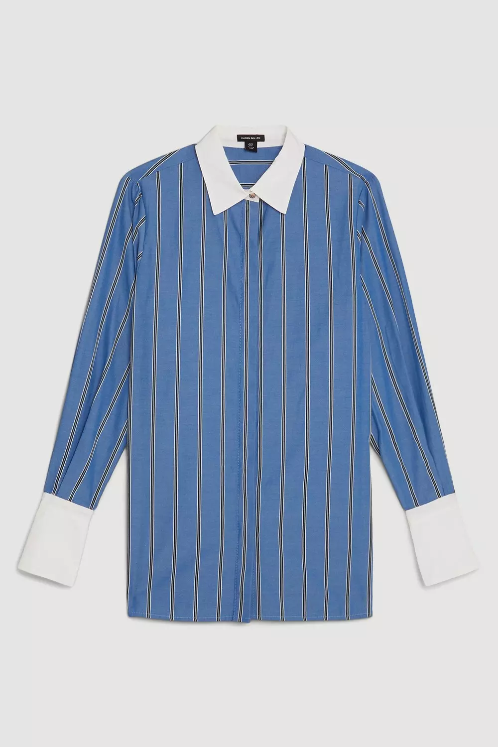 定価61,600円 ebure Silk Cotton Stripe Shirt media_0f101aaa-bf97-4704-bf0e-