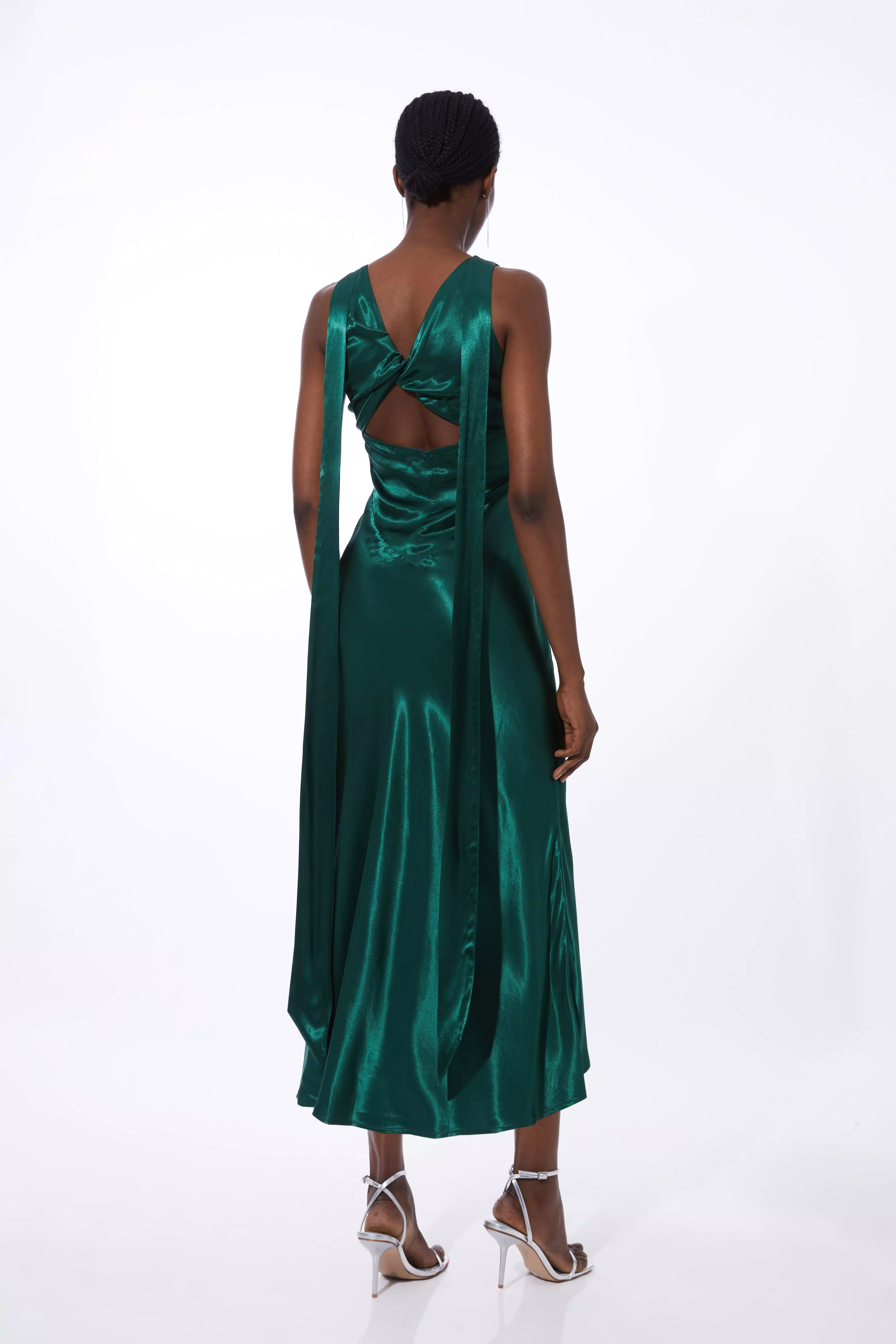 Viscose Satin Woven Midi Dress | Karen Millen