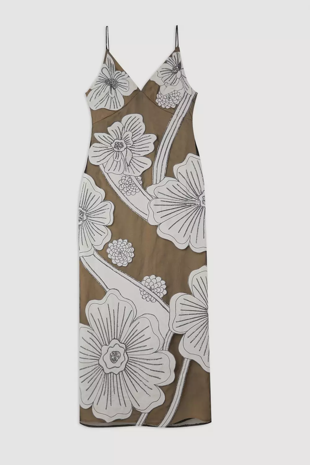 Tall Applique Organdie Woven Midi Dress | Karen Millen