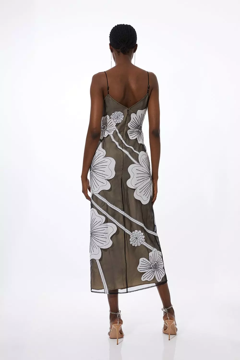 Tall Applique Organdie Woven Midi Dress | Karen Millen