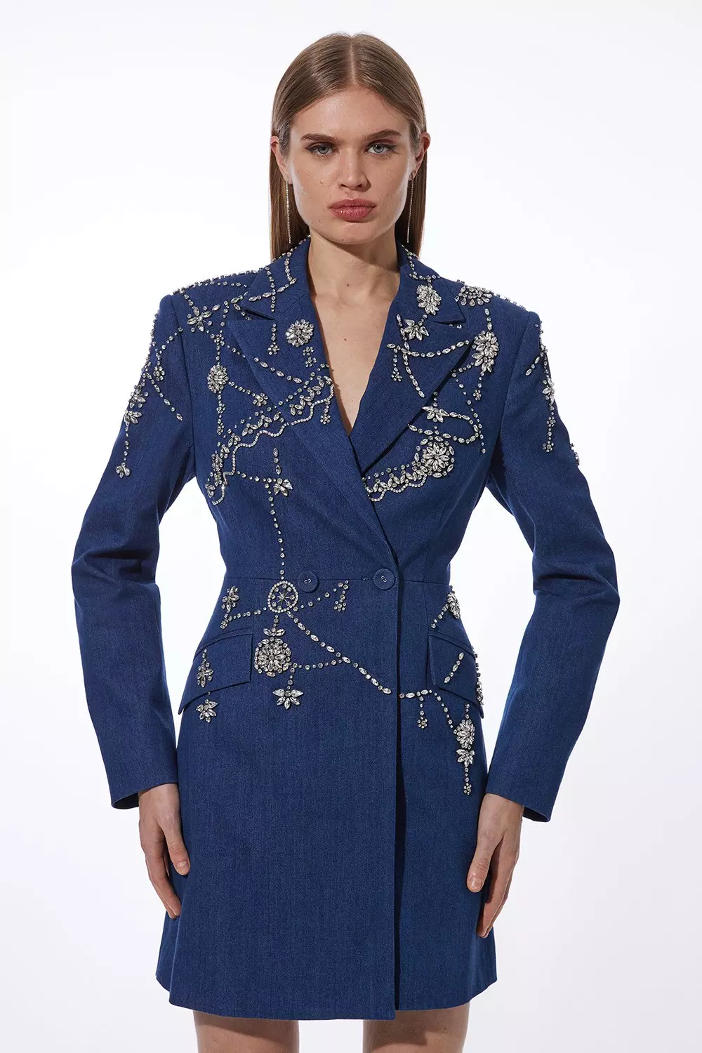★Karen Millen★ プレミアムクリスタル装飾ジャージードレス 関送込【KAREN MILLEN】プレミアムクリスタルジャージードレス