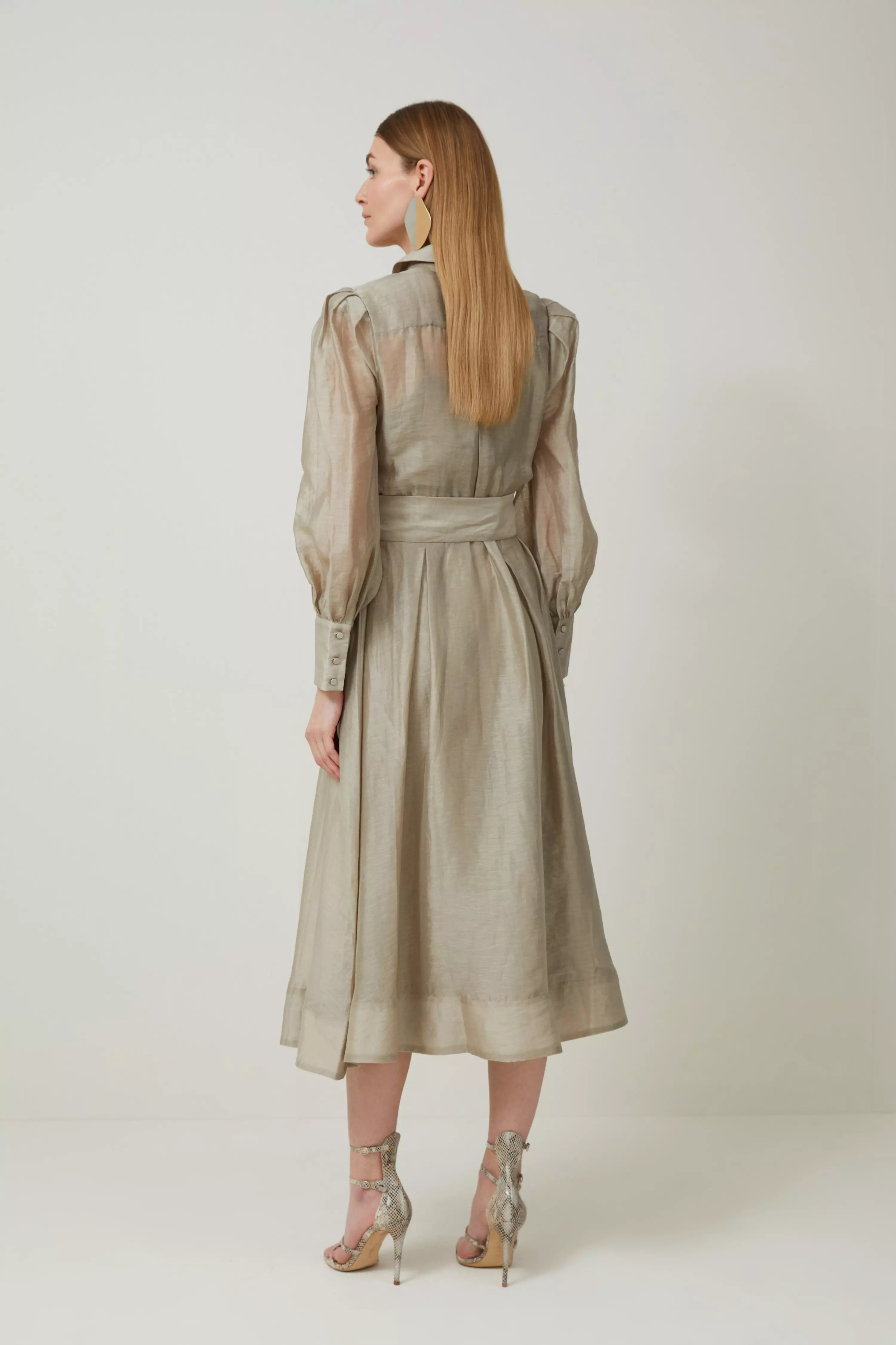 希少 美品 LEINWANDE ORGANDY DRESS Recycle Organdy Pleats Dress/Ivory | leinwände | ライン