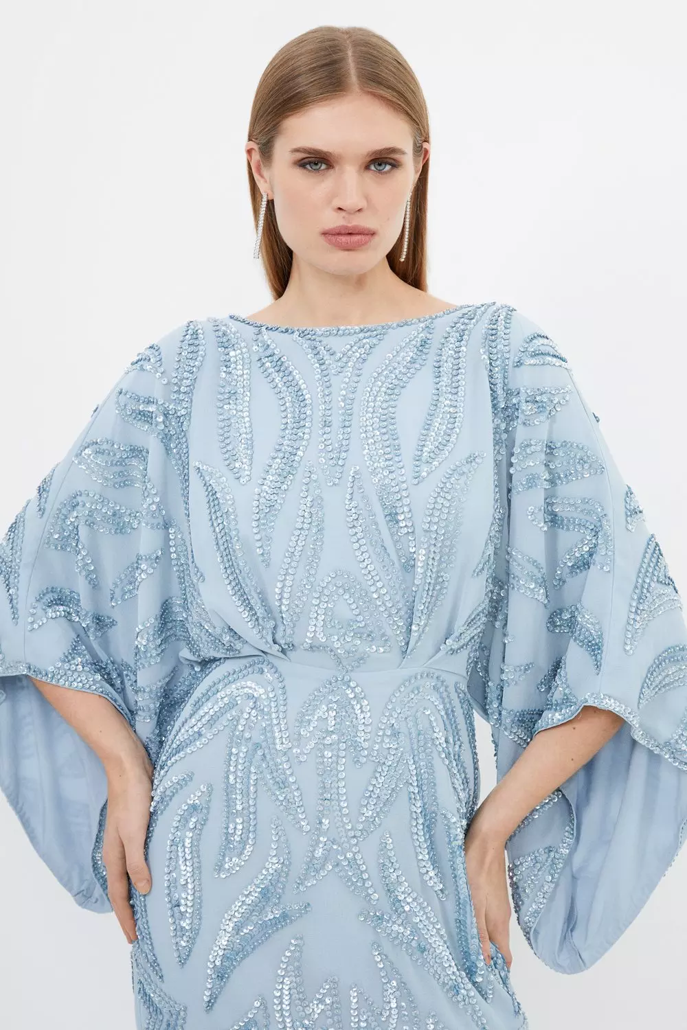 Kimono Sleeve Embellished Woven Maxi Dress | Karen Millen