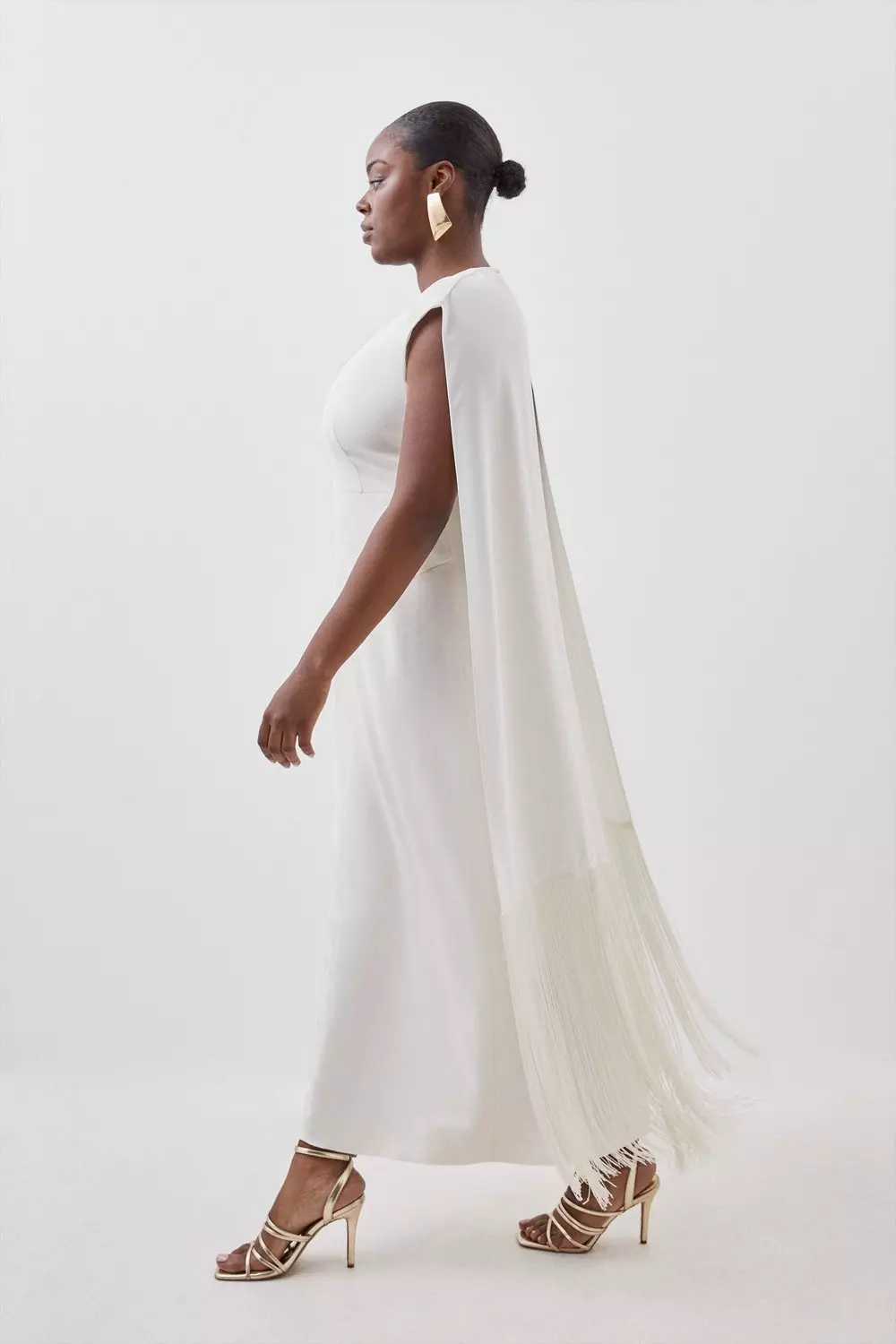 Plus Size Fringe Cape Woven Maxi Dress | Karen Millen