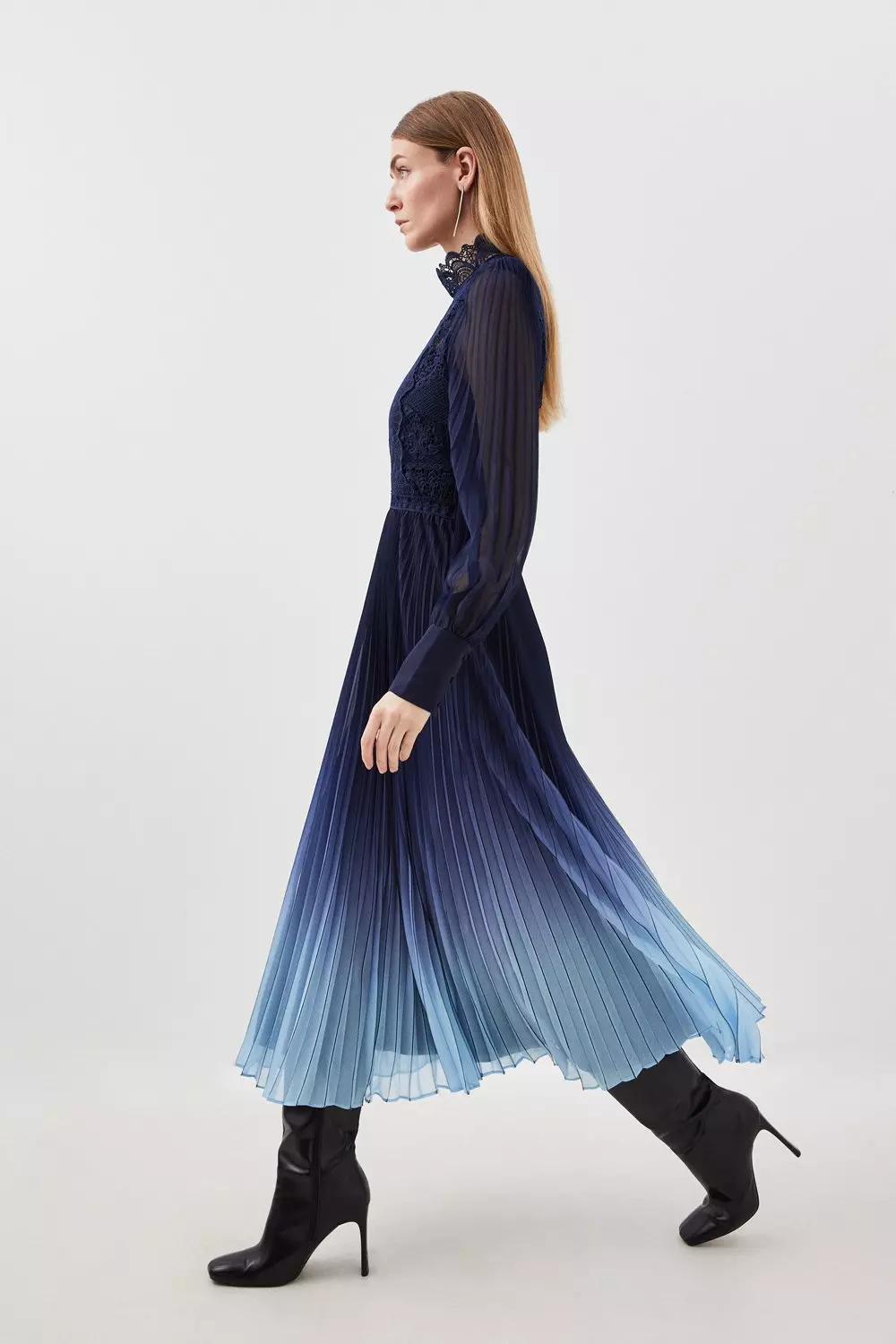Long Sleeve Ombre Guipure Lace Maxi Dress | Karen Millen
