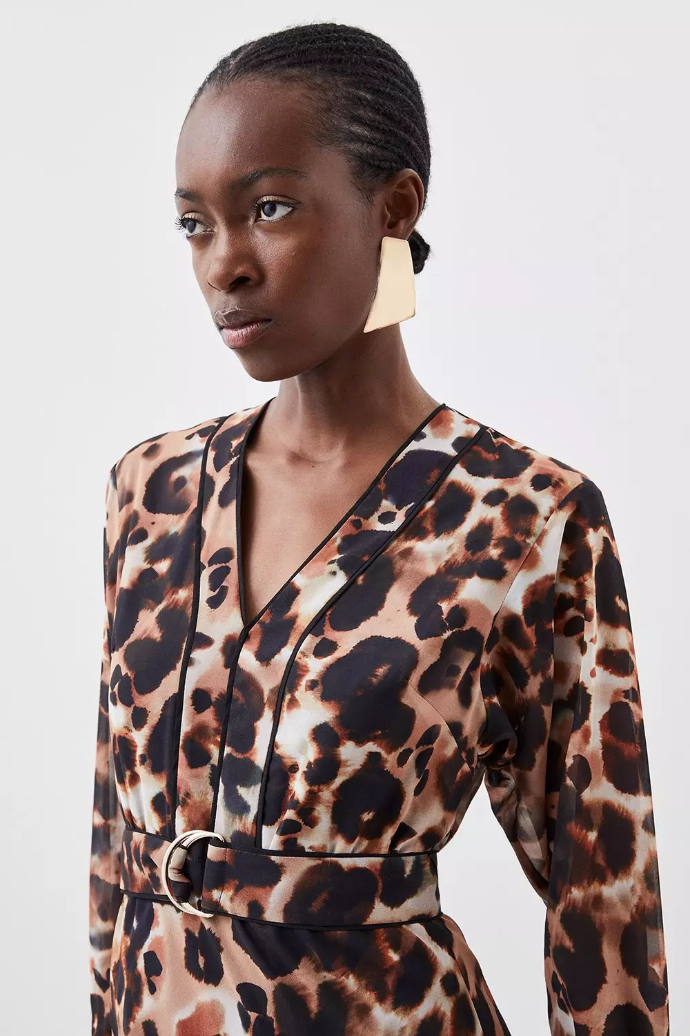 Karen millen leopard print midi dress on sale