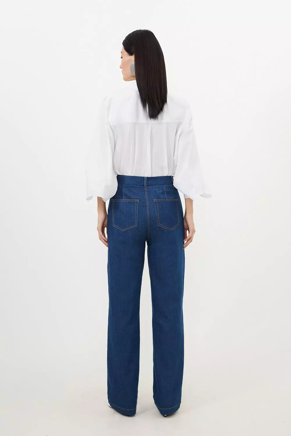 Mid Rise Straight Leg Denim Jeans | Karen Millen