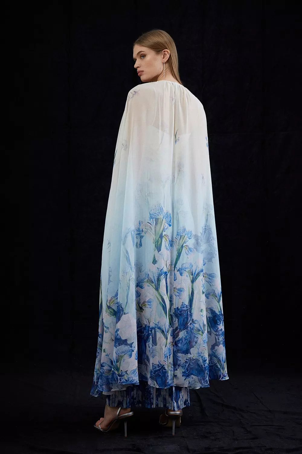 ◆KAREN MILLEN◆ クリスタルアップリケ ジャンプスーツ / blue KAREN MILLEN Pleat Detail Petal Print Strappy Woven Midi
