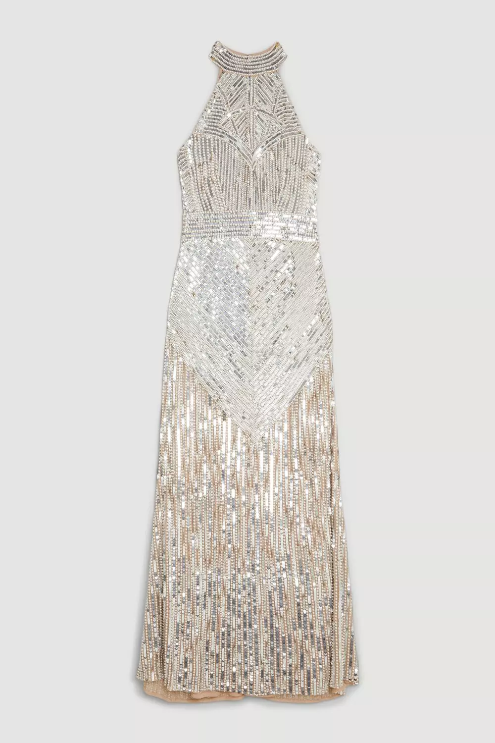 Silver Pearl Embellished Open Back Maxi Dress  alternative image
