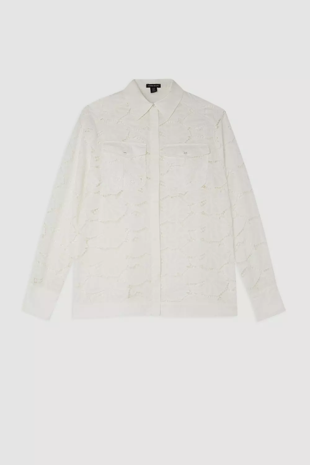 White Cotton Cutwork Woven Shirt alternative image
