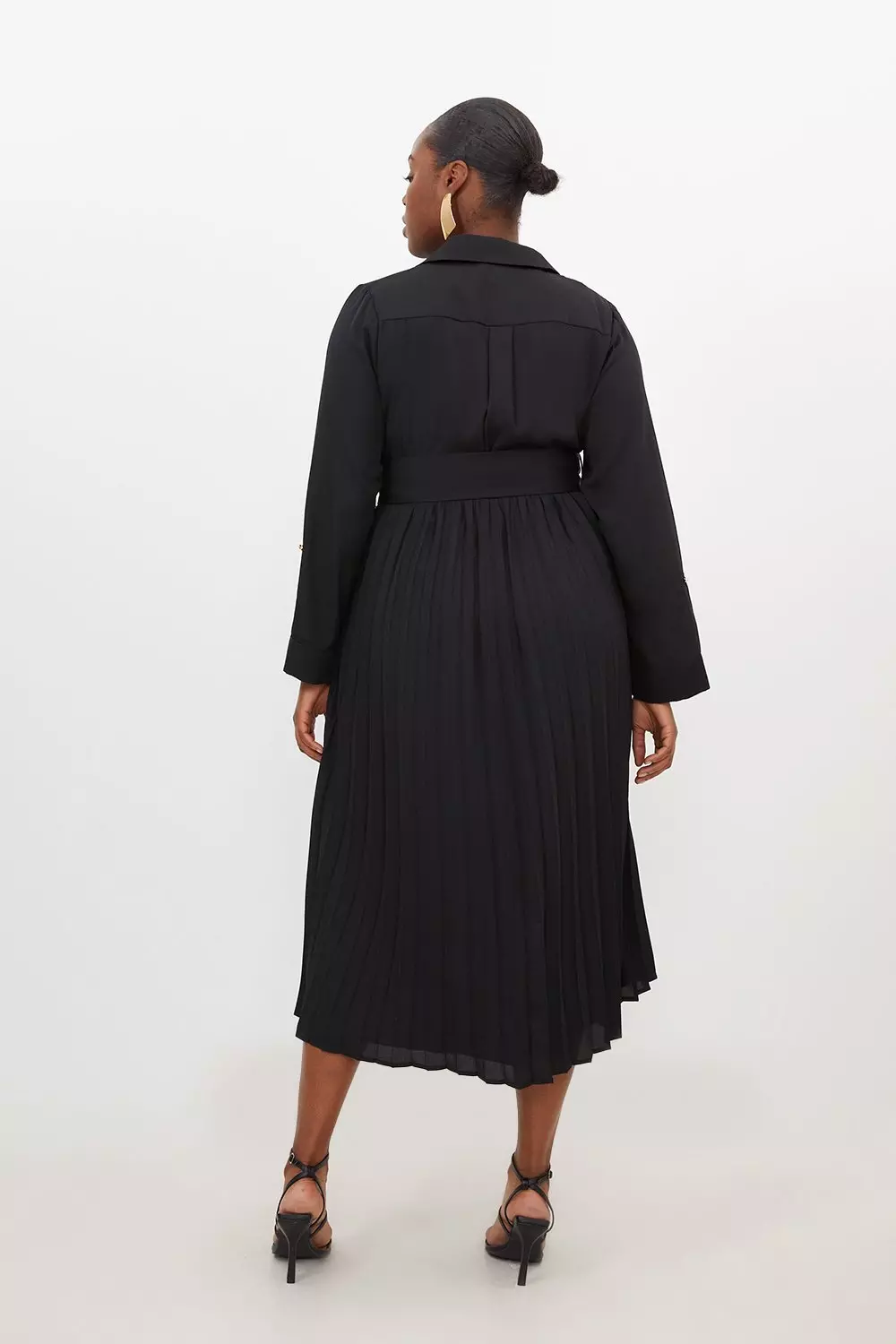 Plus Size Pleated Georgette Woven Midi Dress Karen Millen