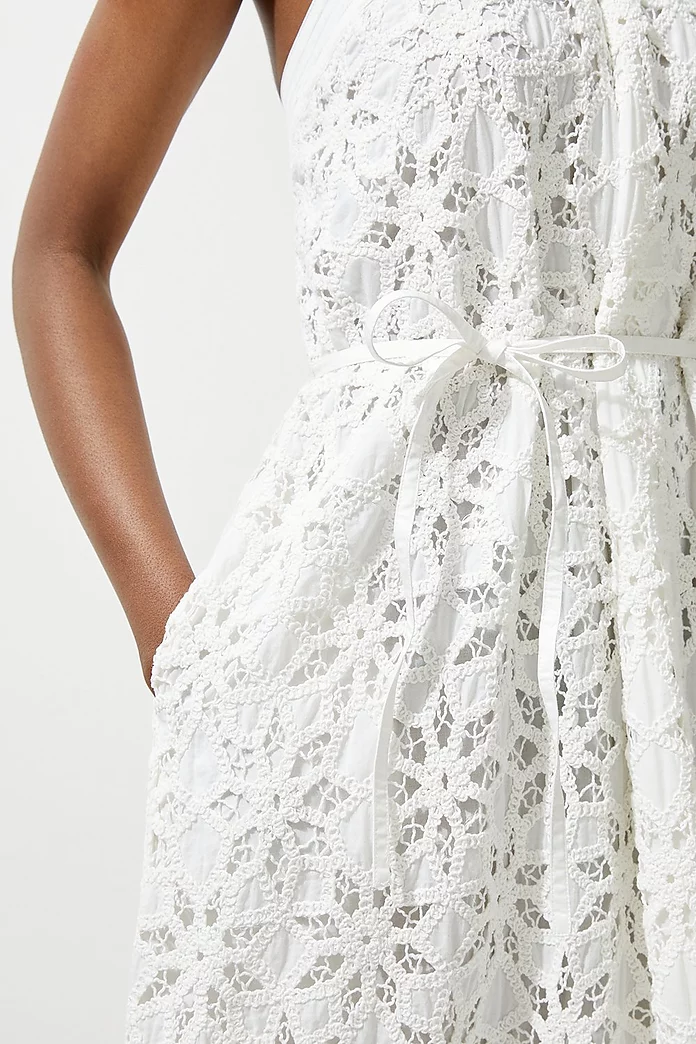 Petite Crafted Cotton Embroidery Woven Halter Midi Dress Petite Crafted Cotton Embroidery Woven Halter Midi Dress