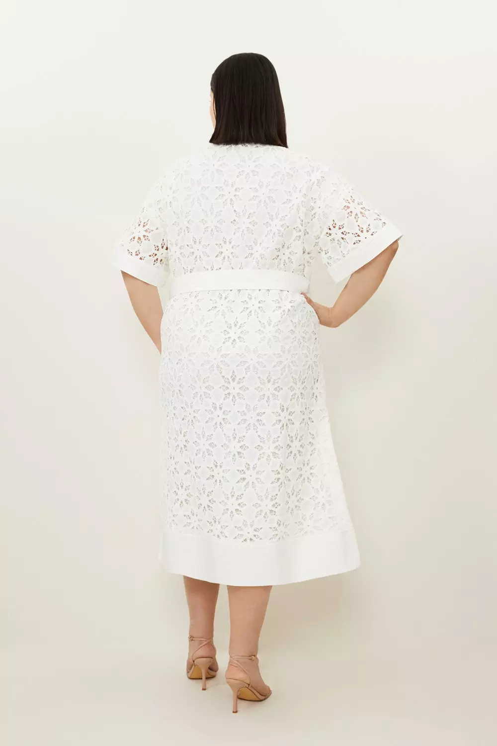 Plus size white embroidered dress best sale