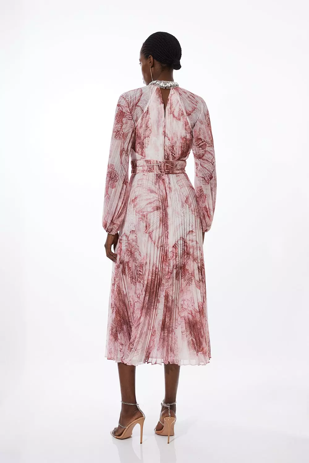 Abstract Floral Crystal Embellished Woven Maxi Dress | Karen