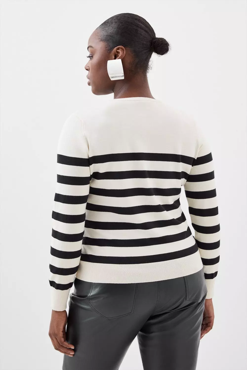 Plus Size Viscose Blend Striped Knit Cardigan Karen Millen