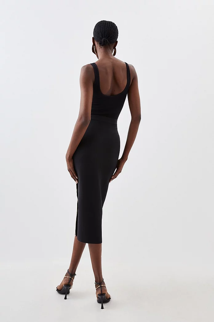 Figure Form Bandage Zip Detail Knit Midi Skirt | Karen Millen Figure Form Bandage Zip Detail Knit Midi Skirt | Karen Millen