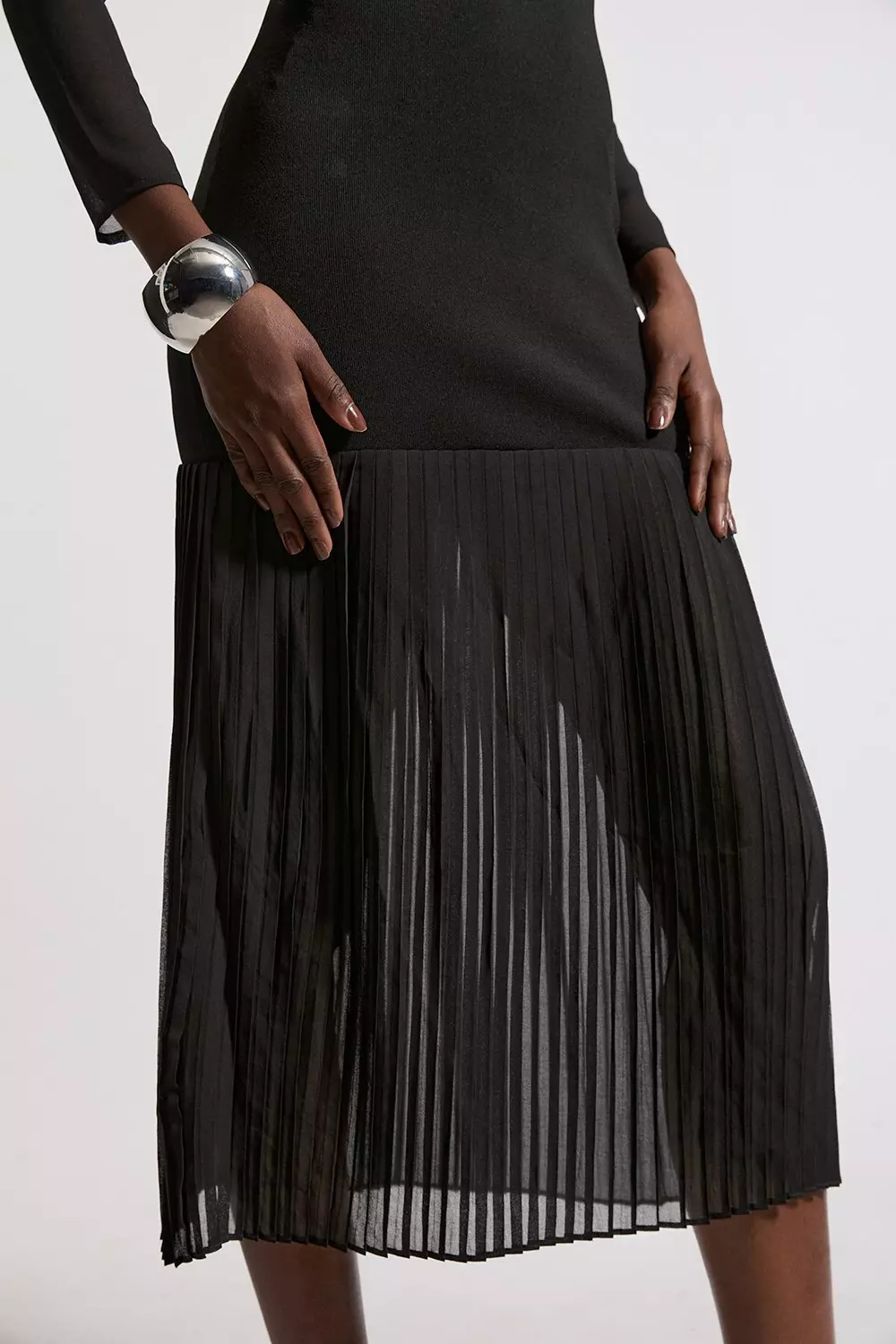 Bandage Figure Form Woven Mix Knit Dress | Karen Millen