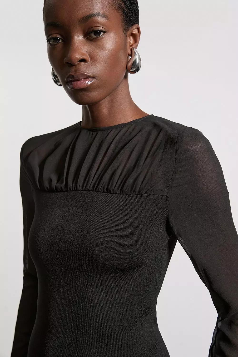 Bandage Figure Form Woven Mix Knit Dress | Karen Millen