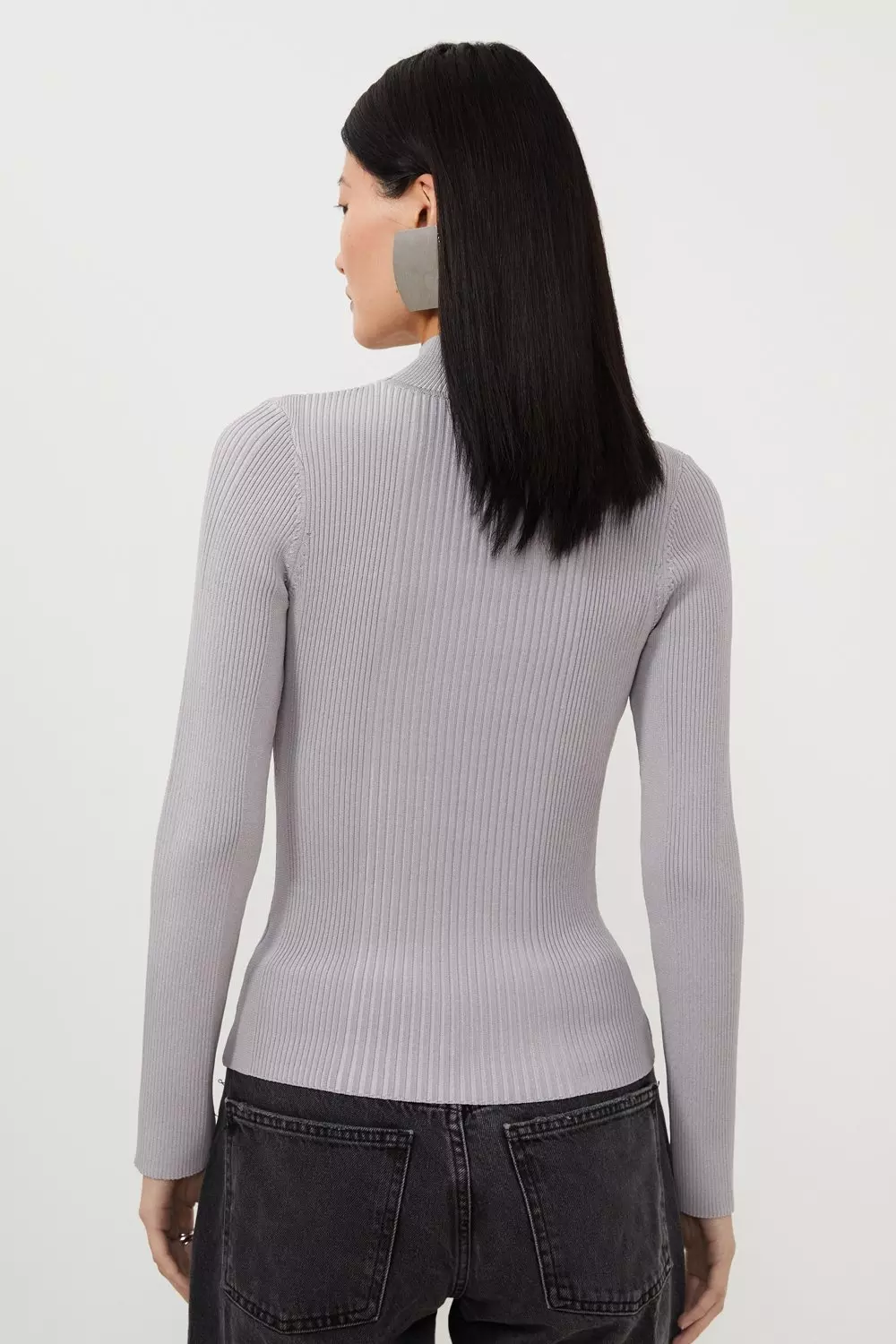 Viscose Blend Rib Knit Top | Karen Millen