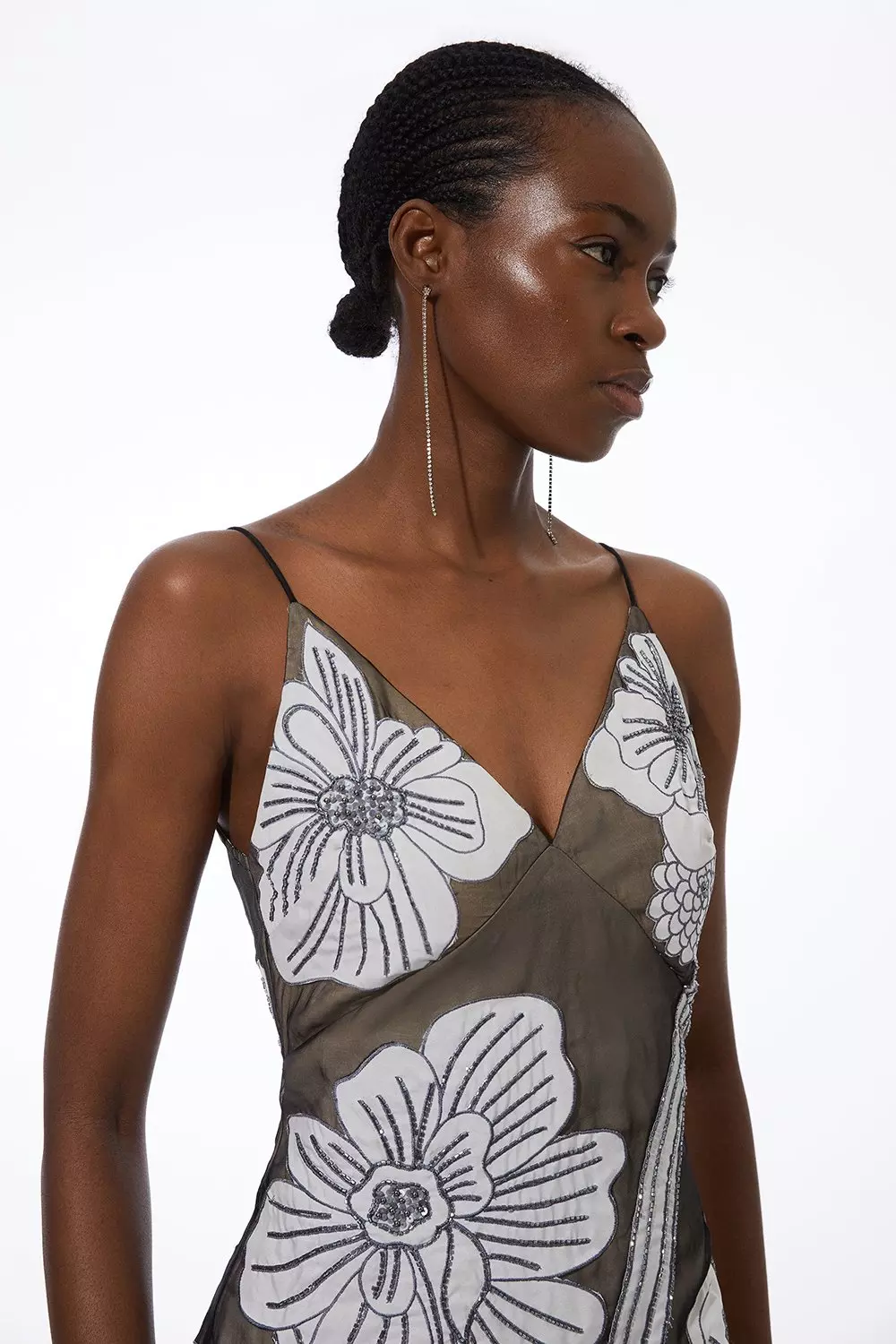 Applique Organdie Woven Midi Dress | Karen Millen
