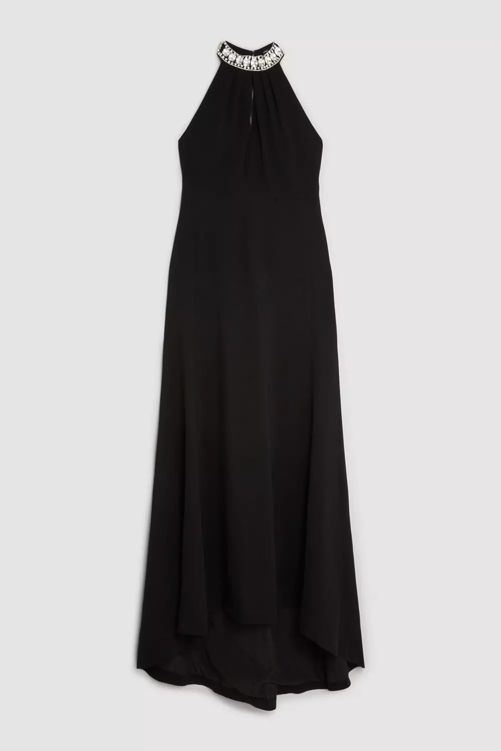 Crystal Embellished Halter Woven Maxi Dress | Karen Millen