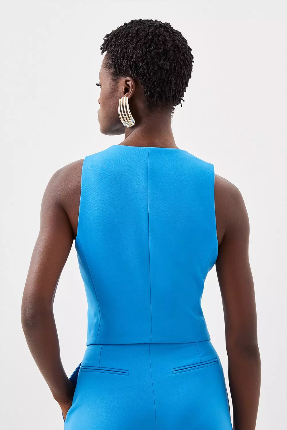 Blue Tailored Stretch Button Through Vest alternative image