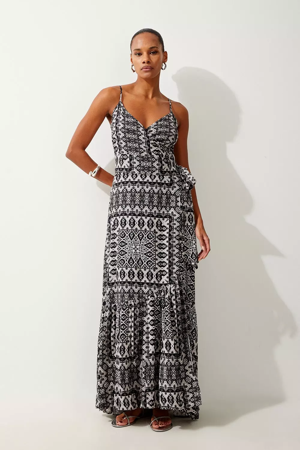 Tile Print Spun Viscose Beach Dress Karen Millen