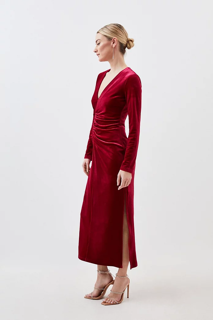 Petite Stretch Velvet Jersey Maxi Dress | Karen Millen Petite Stretch Velvet Jersey Maxi Dress | Karen Millen