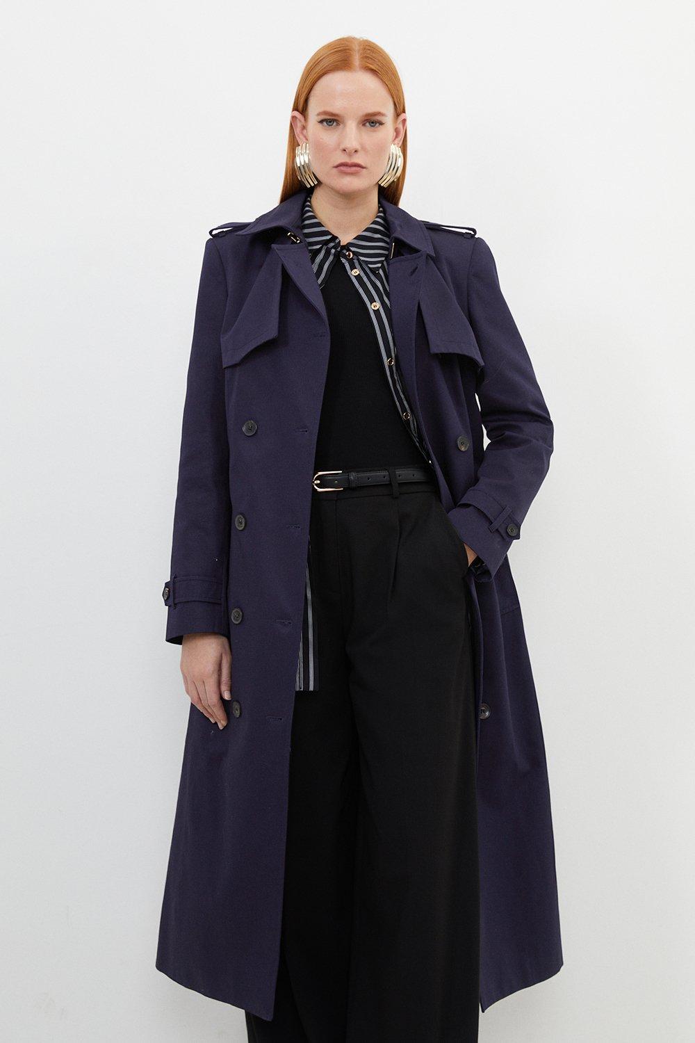 Navy belted coat best sale