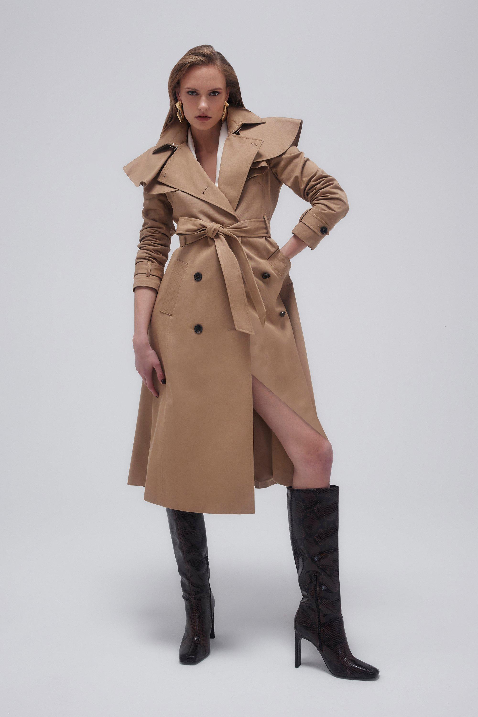 Rokh layered belted trench coat - Neutrals