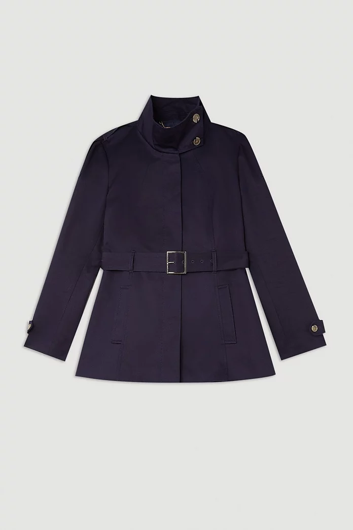 Tailored High Neck Belted Short Trench Coat | Karen Millen Tailored High Neck Belted Short Trench Coat | Karen Millen