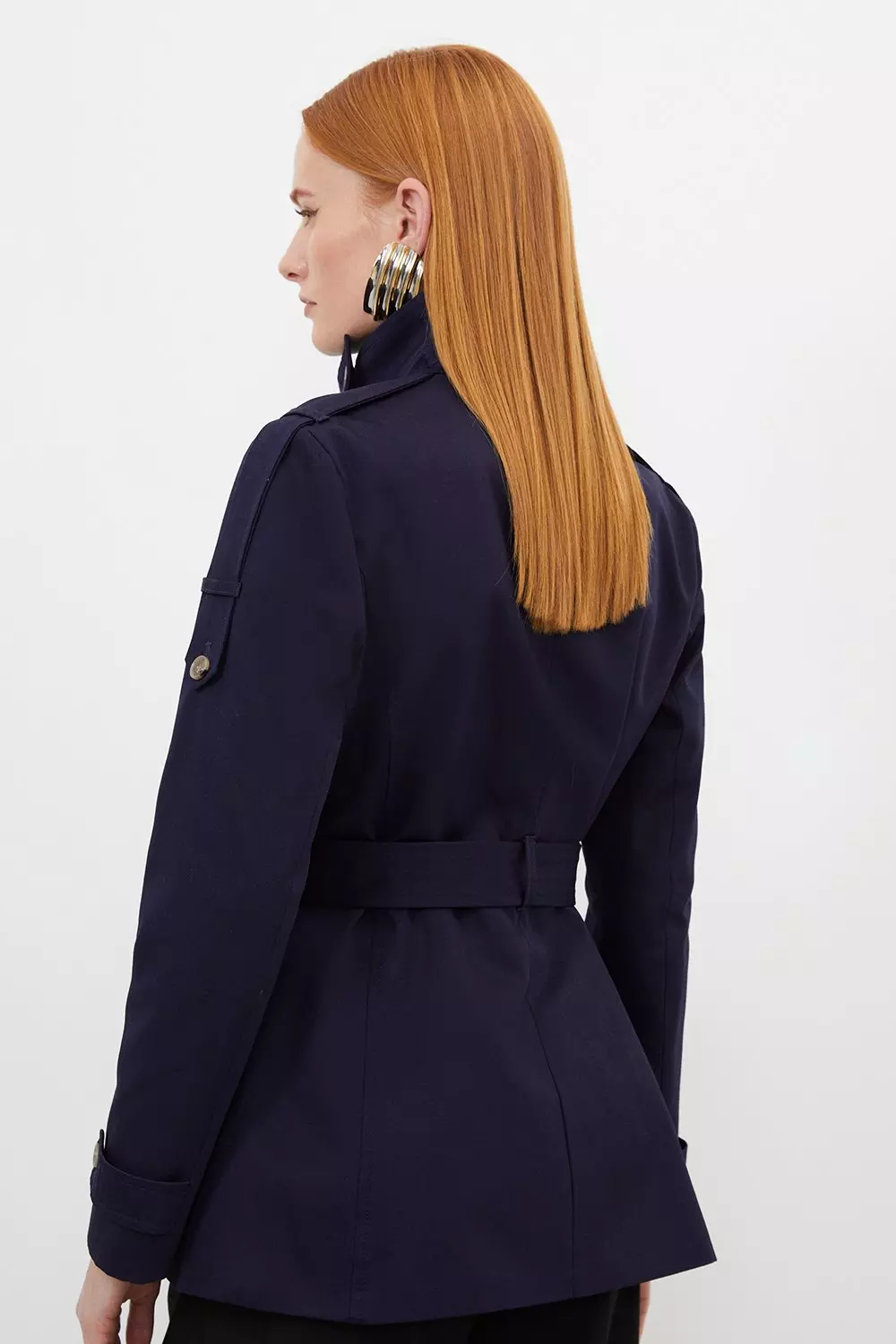 Blue short trench oban coat