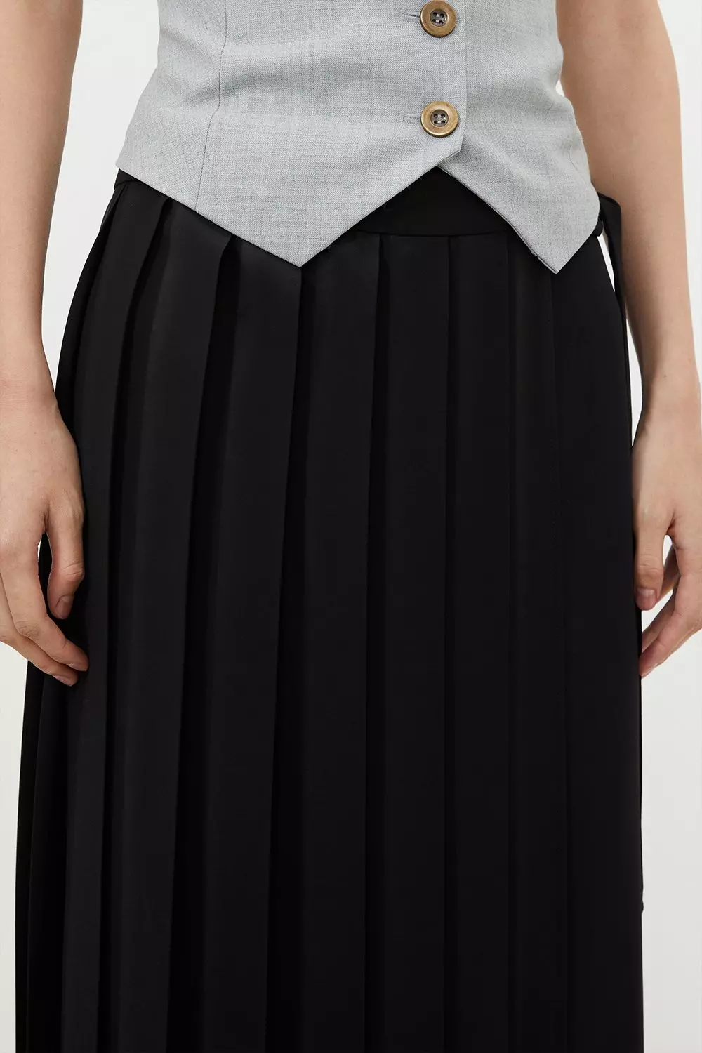 Soft Tailored Detachable Pleated Wrap Skirt Straight Pants | Karen Millen