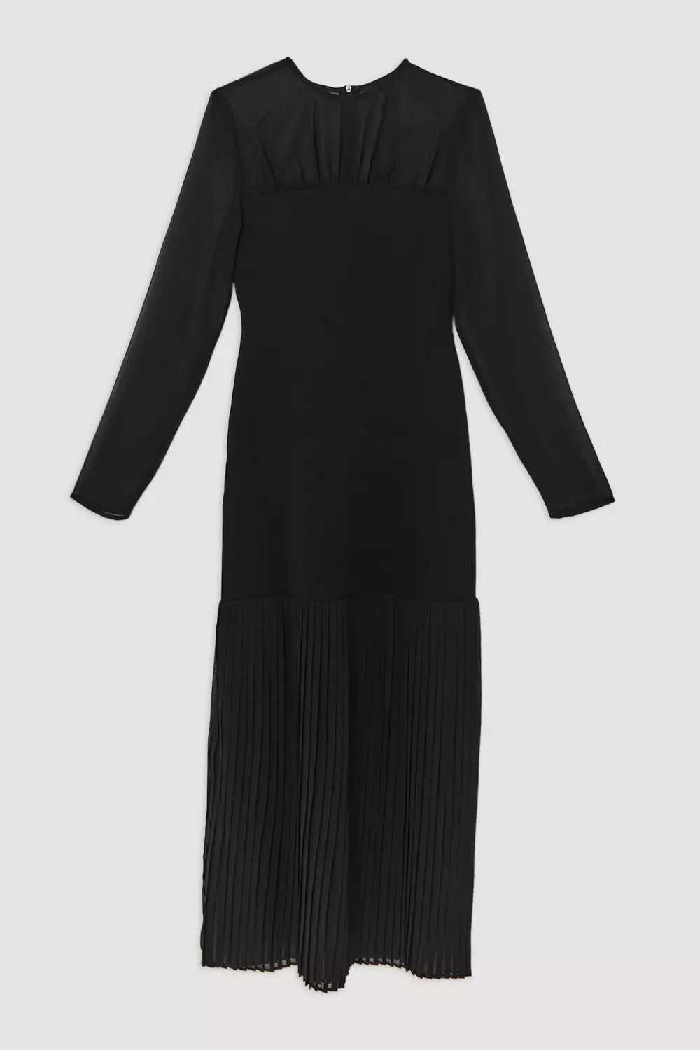 Ponte And Georgette Jersey Pleated Maxi Dress | Karen Millen