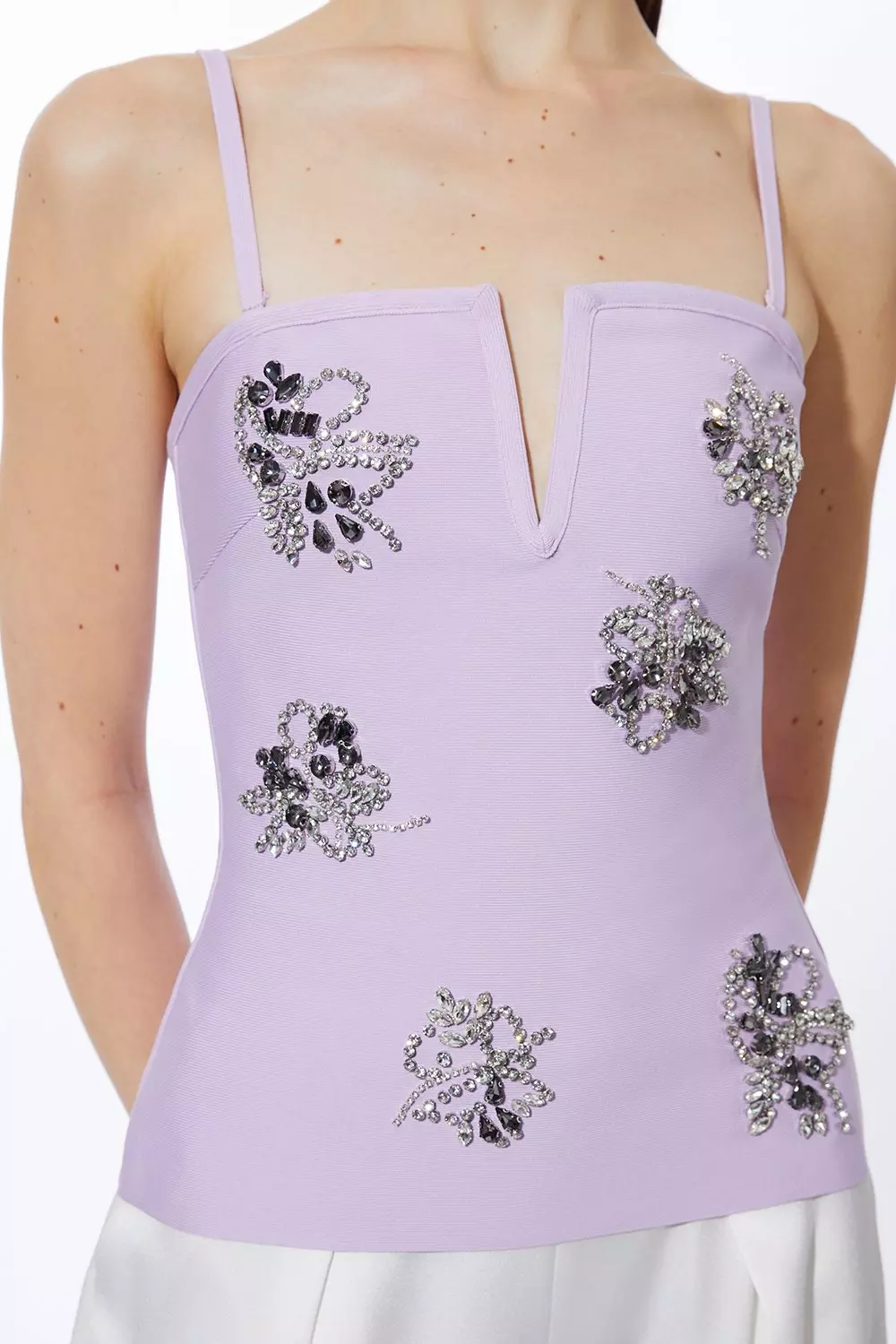 Figure Form Bandage Knit Embellished Bandeau Top | Karen Millen